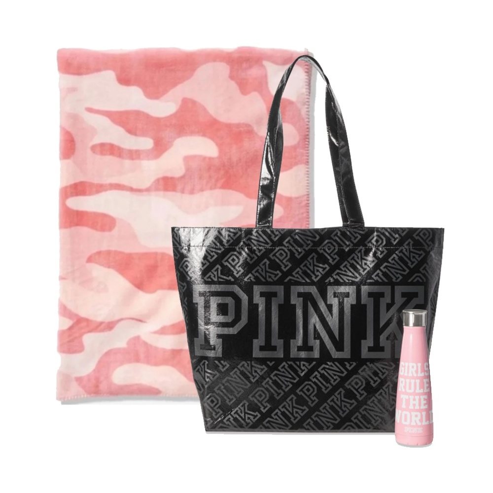 vs PINK sip n S'well water bottle tote blanket NEW